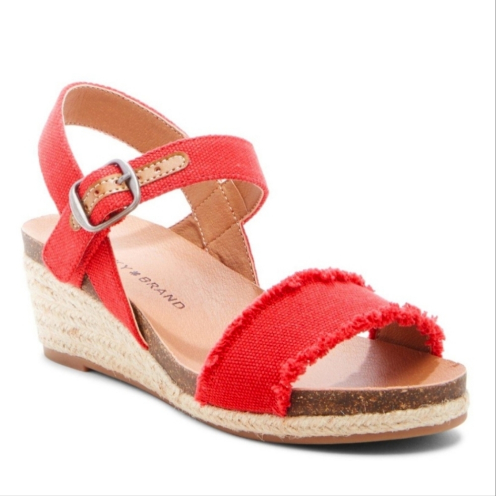 Lucky Brand Jardeline Jute Wedge Espadrille Sandals in Red
